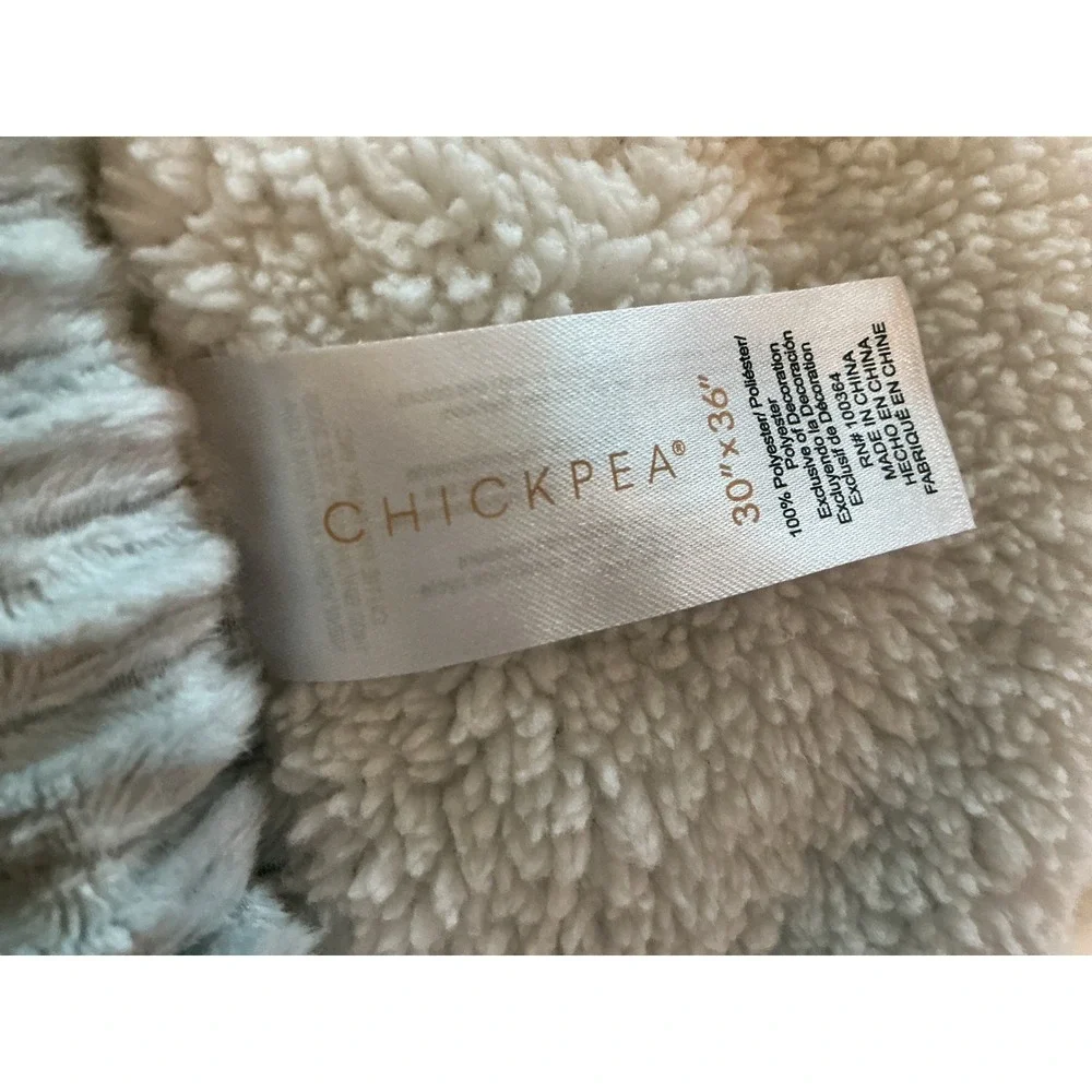 Chickpea Blue‎ Cream Reversible Sherpa Fleece Baby Blanket 30x36 Ribbed Trim